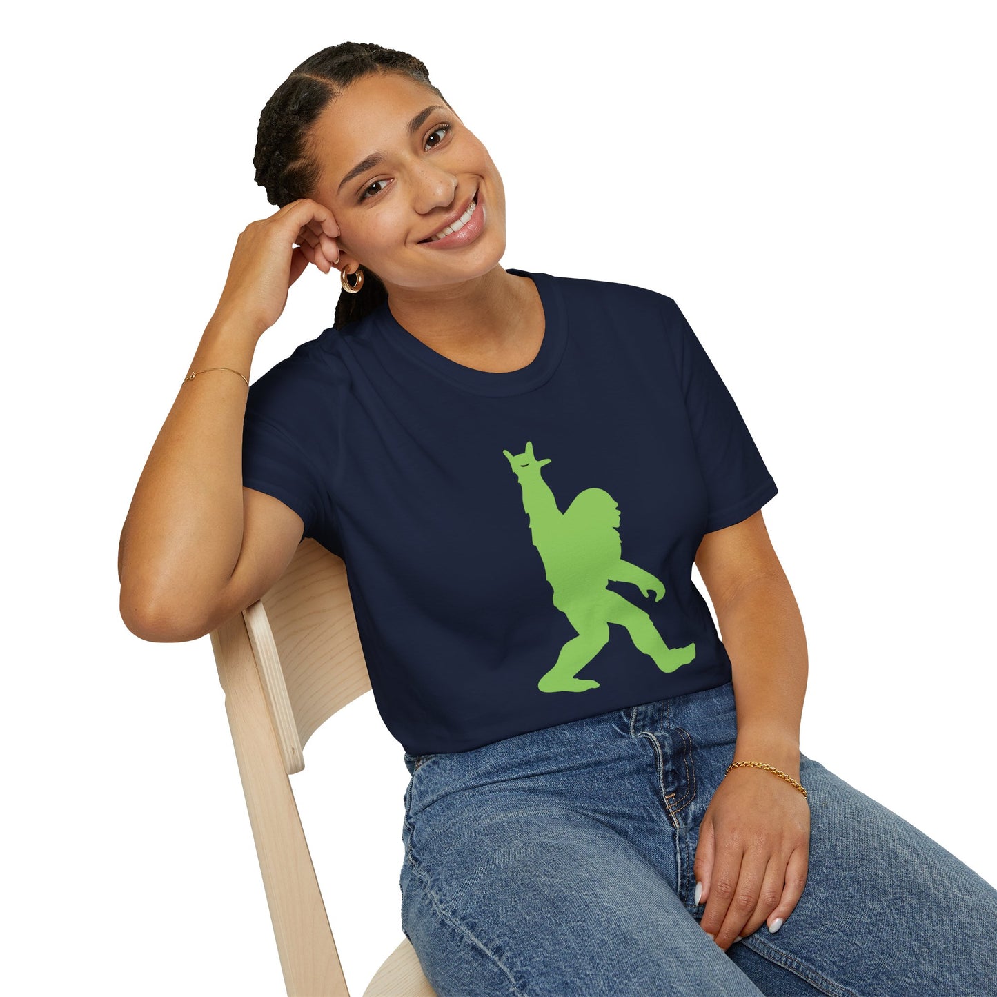 Rockin' Peace Out Sasquatch/Bigfoot Unisex Softstyle T-Shirt, Fun Graphic Tee