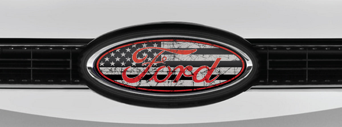FORD DISTRESSED US FLAG OVERLAY EMBLEM LOGO DECALS
