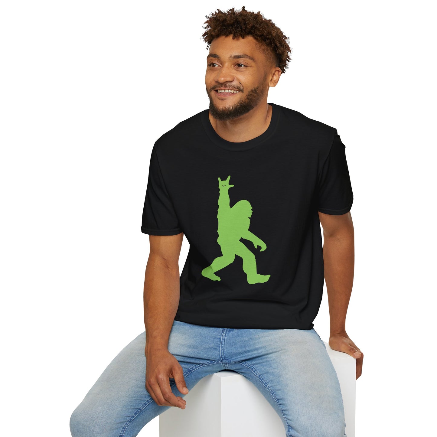Rockin' Peace Out Sasquatch/Bigfoot Unisex Softstyle T-Shirt, Fun Graphic Tee