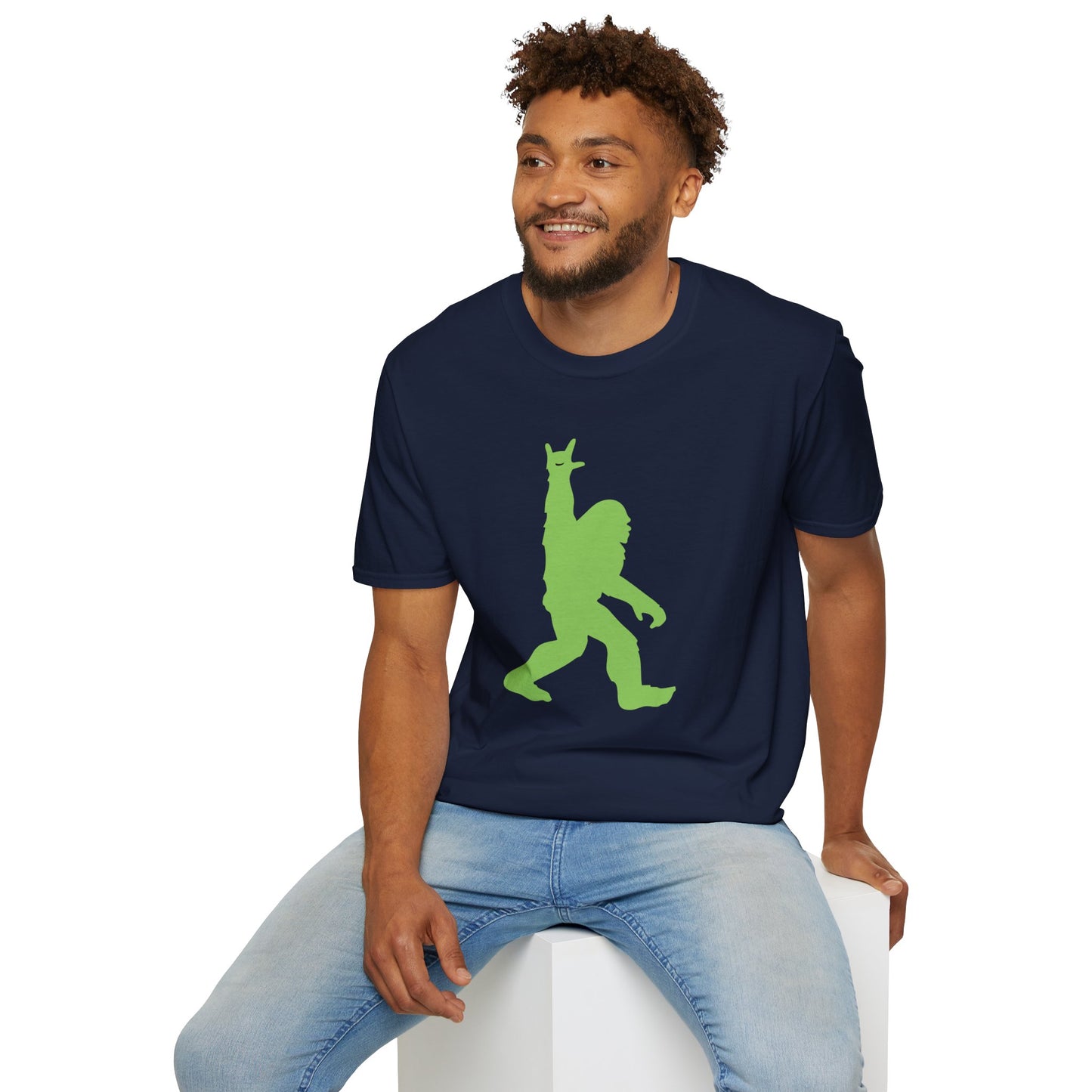Rockin' Peace Out Sasquatch/Bigfoot Unisex Softstyle T-Shirt, Fun Graphic Tee