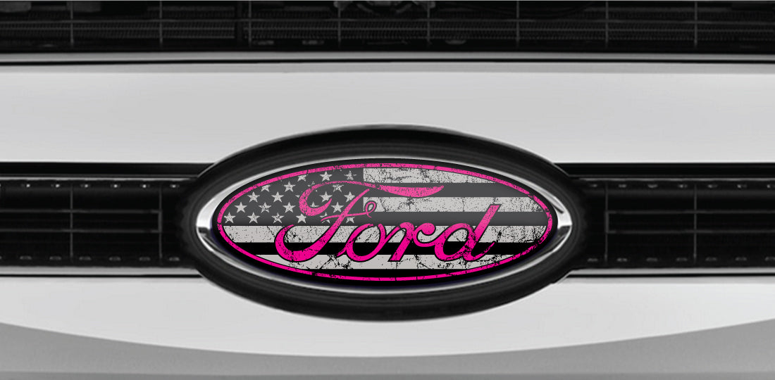 FORD DISTRESSED US FLAG OVERLAY EMBLEM LOGO DECALS