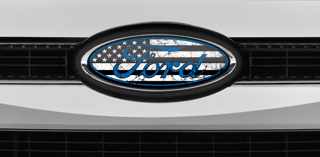 FORD DISTRESSED US FLAG OVERLAY EMBLEM LOGO DECALS