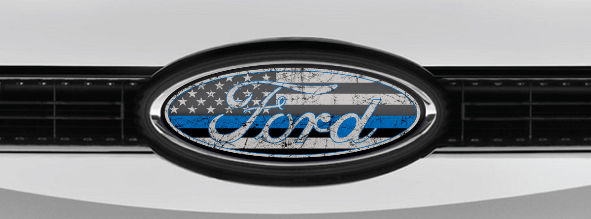 FORD DISTRESSED US FLAG OVERLAY EMBLEM LOGO DECALS