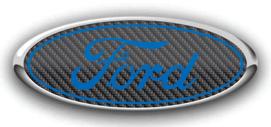 FORD SIMULATED CARBON FIBER OVERLAY EMBLEM LOGO DECALS MANY COLORS! 3PC KIT