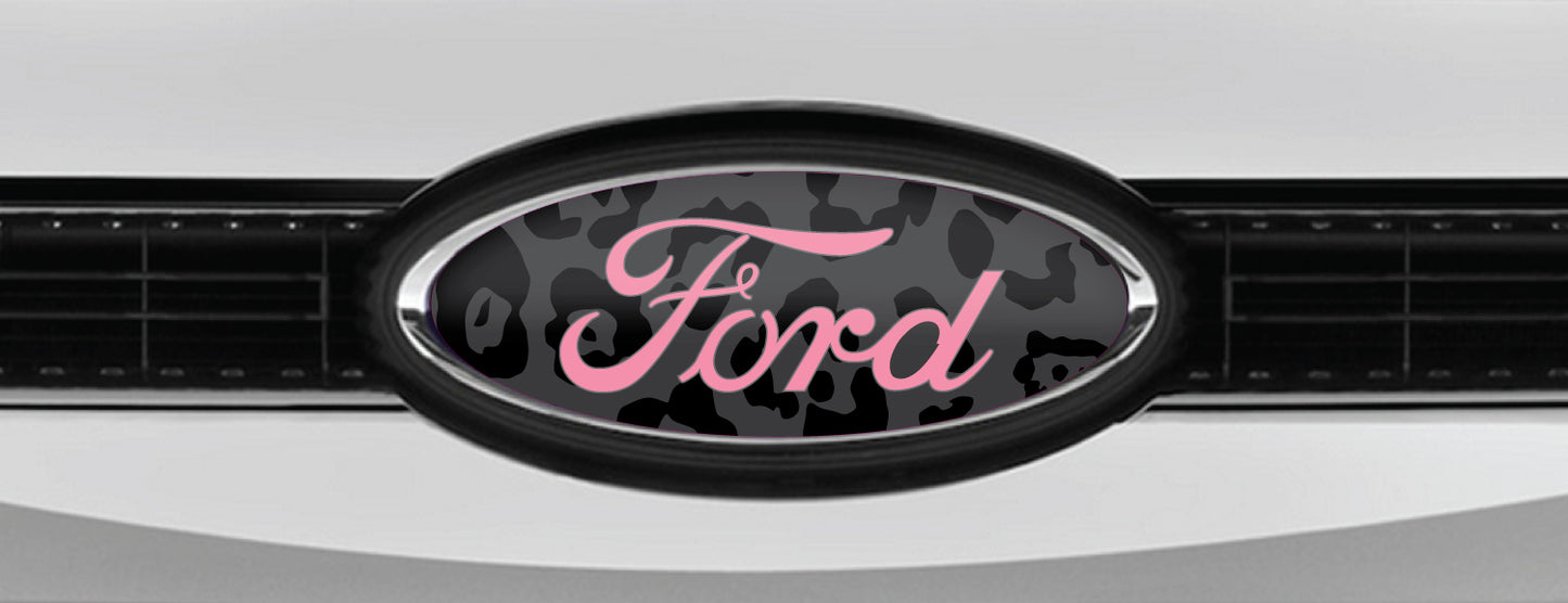 FORD LEOPARD STEALTH PINK OVERLAY EMBLEM LOGO DECALS