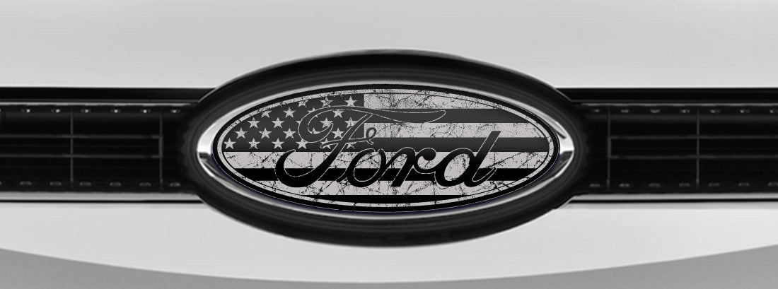 FORD DISTRESSED US FLAG OVERLAY EMBLEM LOGO DECALS