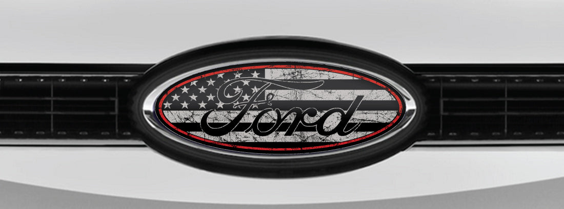 FORD DISTRESSED US FLAG OVERLAY EMBLEM LOGO DECALS