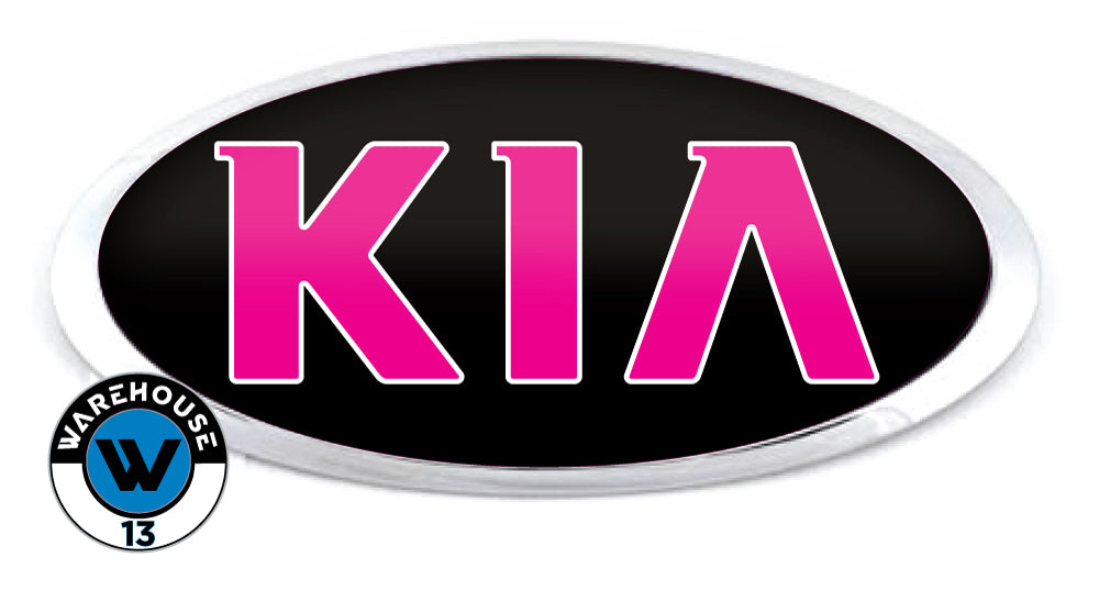 KIA OLD LOGO OVERLAY EMBLEM DECALS BLACK HOT PINK