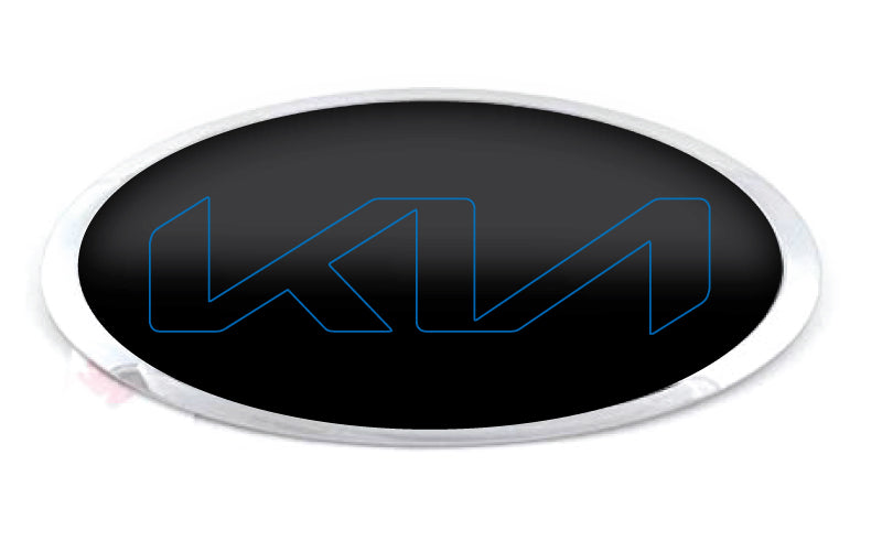 KIA OUTLINE LOGO OVERLAY EMBLEM DECALS BLACK/BLUE