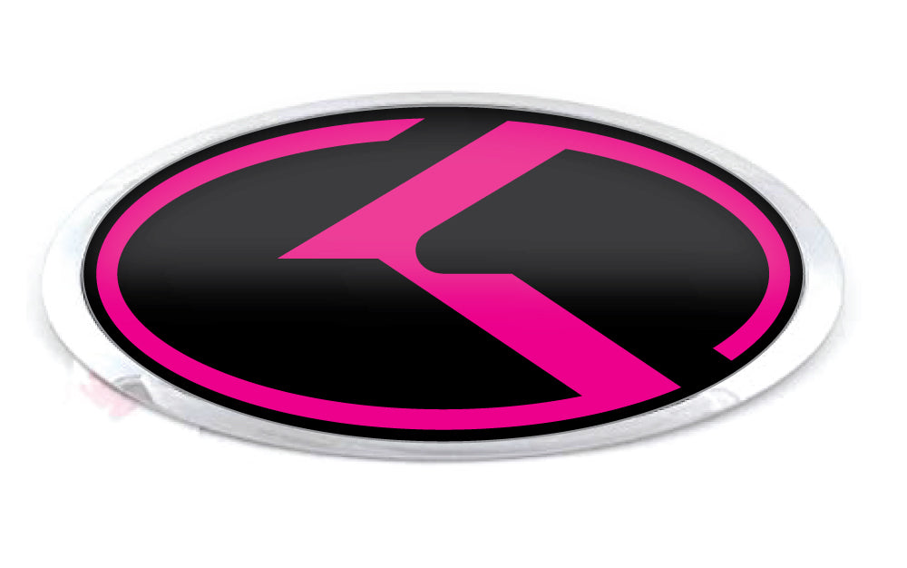 KIA KOREAN K LOGO OVERLAY EMBLEM DECALS BLACK/HOT PINK