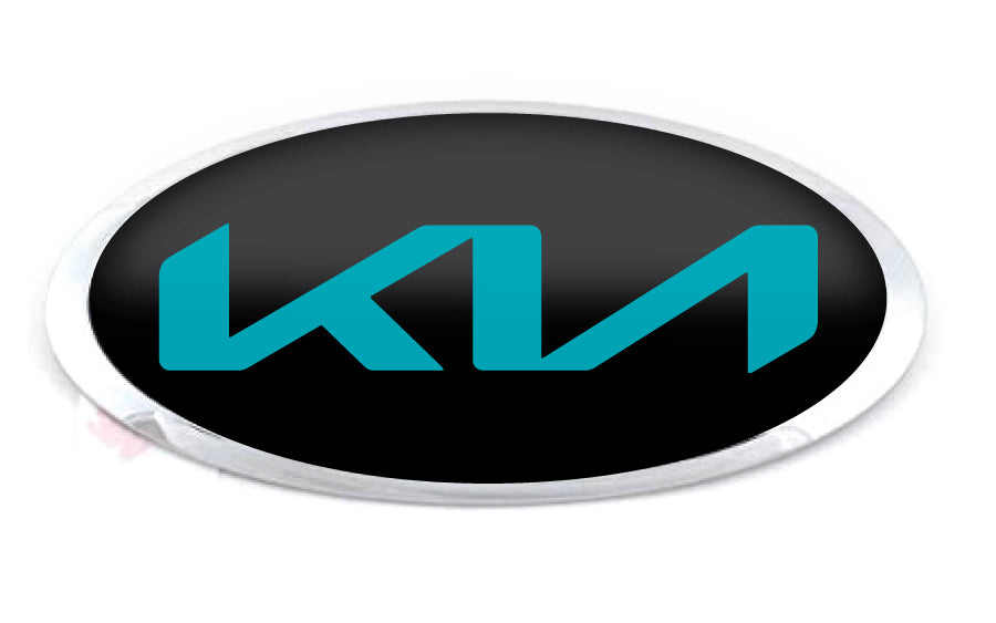 KIA 2021 LOGO OVERLAY EMBLEM DECALS BLACK/TEAL