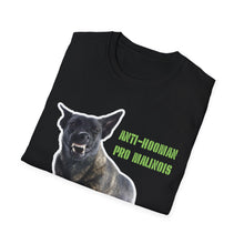 Load image into Gallery viewer, Anti-Hooman Belgian Malinois Printed Unisex Softstyle Black T-Shirt Sizes Available Large - 5XL
