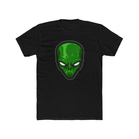 Alien Face We Are Not Happy Humans Unisex Cotton Crew Tee, Fun Graphic Tee, UFO Lover Gift, Outer Space Enthusiast Shirt