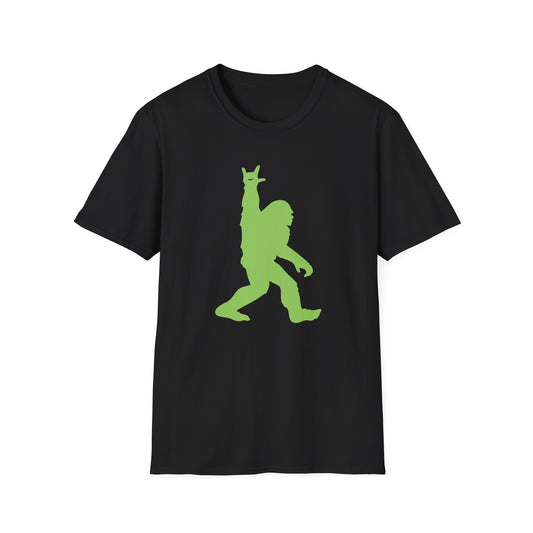 Rockin' Peace Out Sasquatch Bigfoot Unisex Softstyle T-Shirt, Fun Graphic Tee