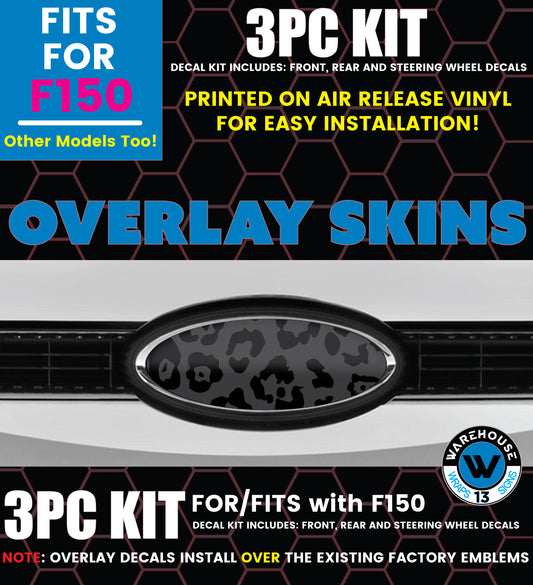 FORD LEOPARD STEALTH PINK OVERLAY EMBLEM LOGO DECALS