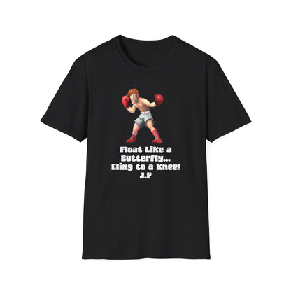 Boxer Graphic T-Shirt — "Float Like a Butterfly... Cling to a Knee!" Motivational Boxing Tee