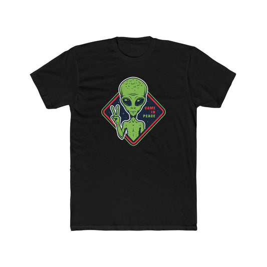 Alien Peace Unisex Cotton Crew Tee, Streetwear T-Shirt, Fun Graphic Tee, Gift for Sci-Fi Lovers, Casual Wear for Parties