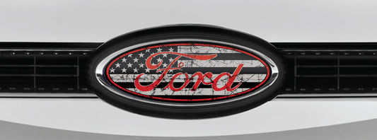 FORD DISTRESSED US FLAG OVERLAY EMBLEM LOGO DECALS