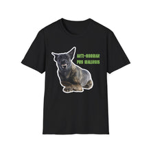 Load image into Gallery viewer, Anti-Hooman Belgian Malinois Printed Unisex Softstyle Black T-Shirt Sizes Available Large - 5XL
