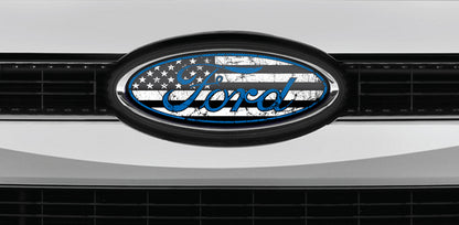 FORD DISTRESSED US FLAG OVERLAY EMBLEM LOGO DECALS