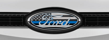 FORD DISTRESSED US FLAG OVERLAY EMBLEM LOGO DECALS MANY COLORS! 3PC KIT