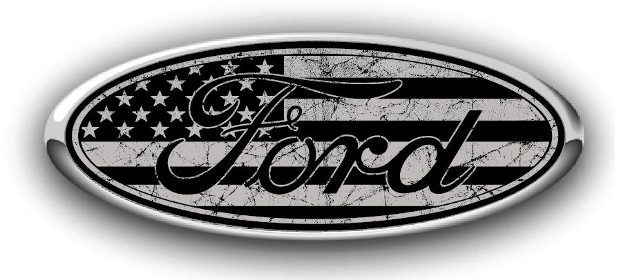 FORD DISTRESSED US FLAG OVERLAY EMBLEM LOGO DECALS MANY COLORS! 3PC KIT