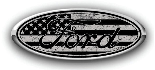 FORD DISTRESSED US FLAG OVERLAY EMBLEM LOGO DECALS MANY COLORS! 3PC KIT