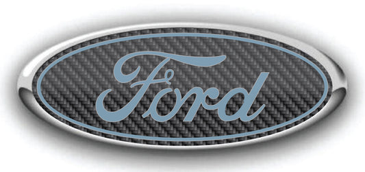 FORD SIMULATED CARBON FIBER OVERLAY EMBLEM LOGO DECALS MANY COLORS! 3PC KIT