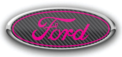 FORD SIMULATED CARBON FIBER OVERLAY EMBLEM LOGO DECALS MANY COLORS! 3PC KIT