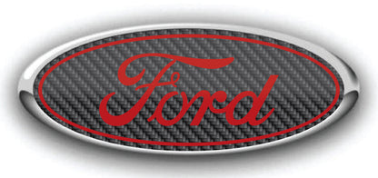 FORD SIMULATED CARBON FIBER OVERLAY EMBLEM LOGO DECALS MANY COLORS! 3PC KIT