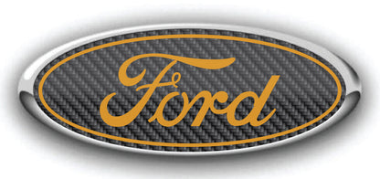 FORD SIMULATED CARBON FIBER OVERLAY EMBLEM LOGO DECALS MANY COLORS! 3PC KIT