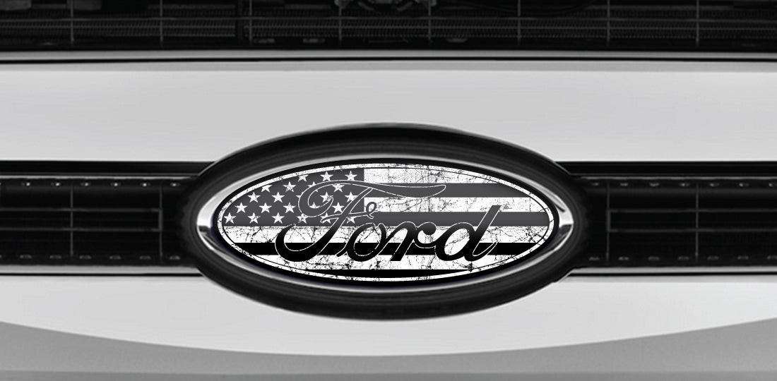 FORD DISTRESSED US FLAG OVERLAY EMBLEM LOGO DECALS