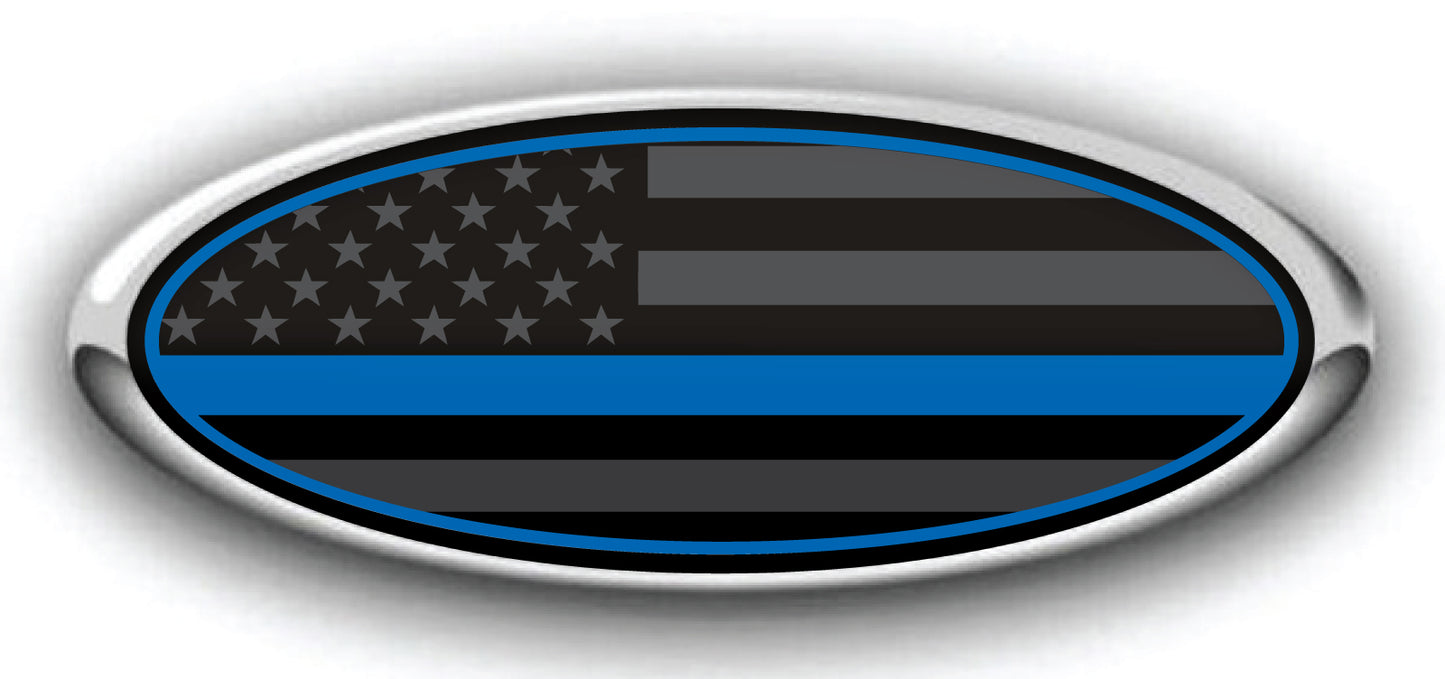 FORD THIN BLUE LINE STEALTH US FLAG OVERLAY EMBLEM LOGO DECALS 3PC KIT