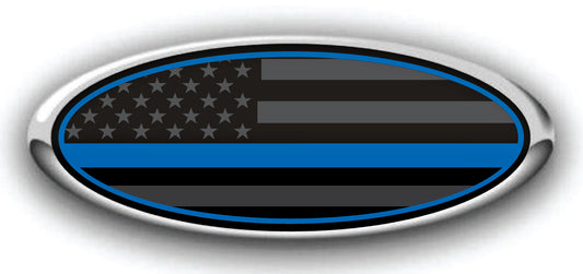 FORD THIN BLUE LINE STEALTH US FLAG OVERLAY EMBLEM LOGO DECALS 3PC KIT