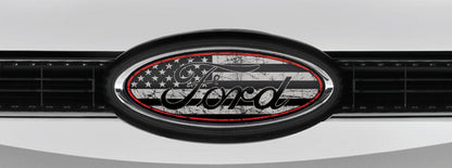 FORD DISTRESSED US FLAG OVERLAY EMBLEM LOGO DECALS