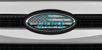 FORD DISTRESSED US FLAG OVERLAY EMBLEM LOGO DECALS