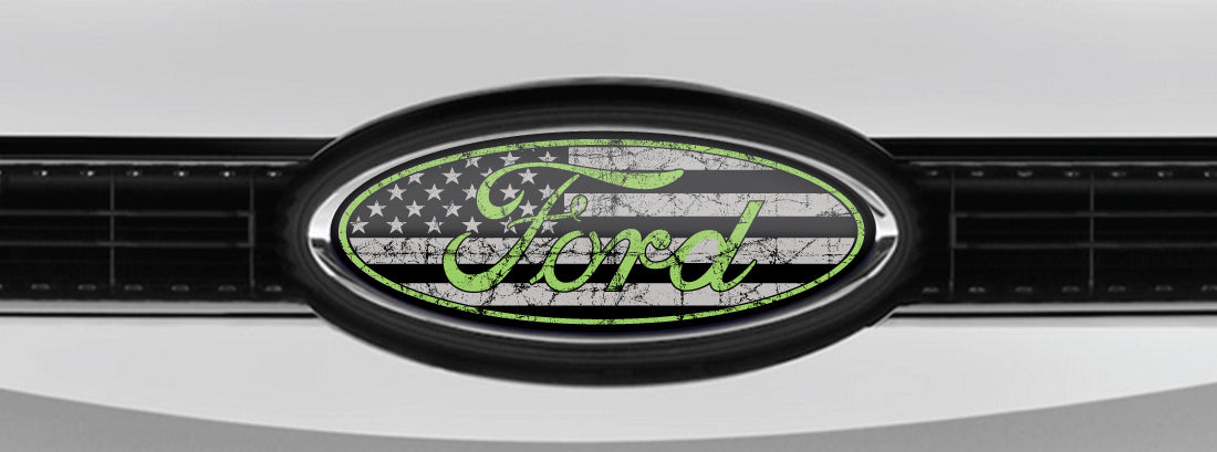FORD DISTRESSED US FLAG OVERLAY EMBLEM LOGO DECALS