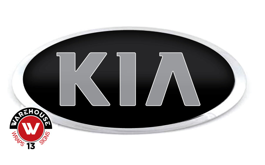 KIA OLD LOGO OVERLAY EMBLEM DECALS BLACK GRAY