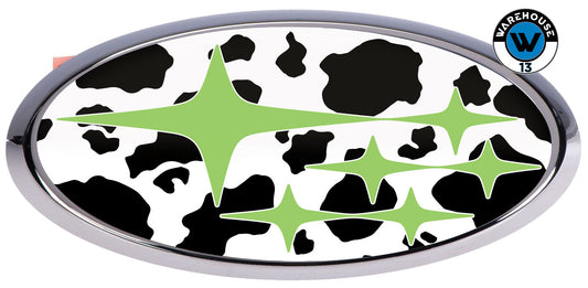 SUBARU OVERLAY EMBLEM DECALS WRAPS COW PATTERN HOT GREEN
