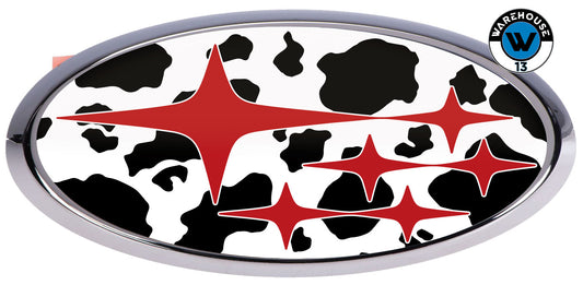 SUBARU OVERLAY EMBLEM DECALS WRAPS COW PATTERN RED