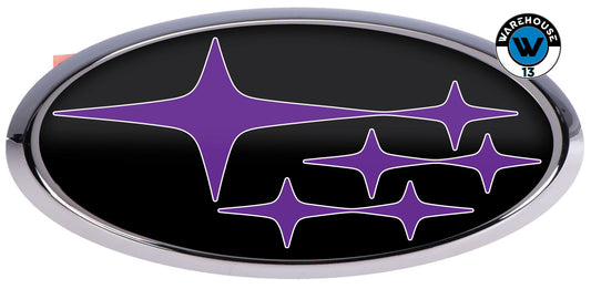 SUBARU OVERLAY EMBLEM DECALS WRAPS BLACK PURPLE