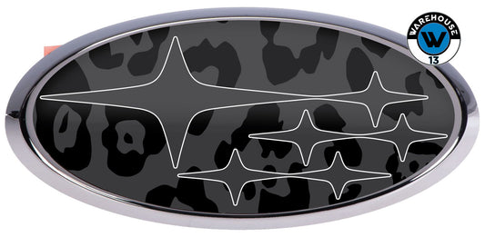 SUBARU OVERLAY EMBLEM DECALS WRAPS LEOPARD BLACK STEALTH