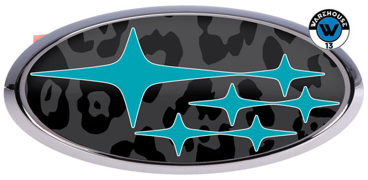 SUBARU OVERLAY EMBLEM DECALS WRAPS LEOPARD STEALTH TEAL