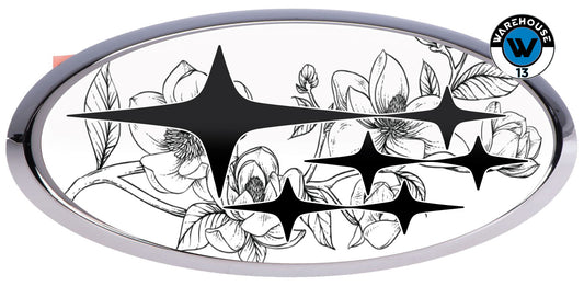 SUBARU OVERLAY EMBLEM DECALS WRAPS MAGNOLIA FLOWERS