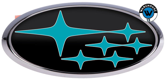 SUBARU OVERLAY EMBLEM DECALS WRAPS BLACK TEAL