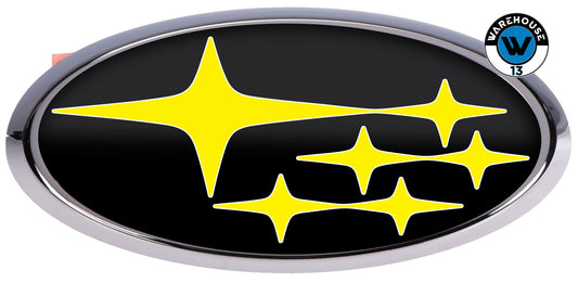 SUBARU OVERLAY EMBLEM DECALS WRAPS BLACK YELLOW