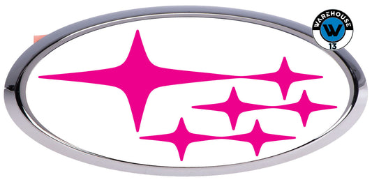 SUBARU OVERLAY EMBLEM DECALS WRAPS WHITE HOT PINK STARS