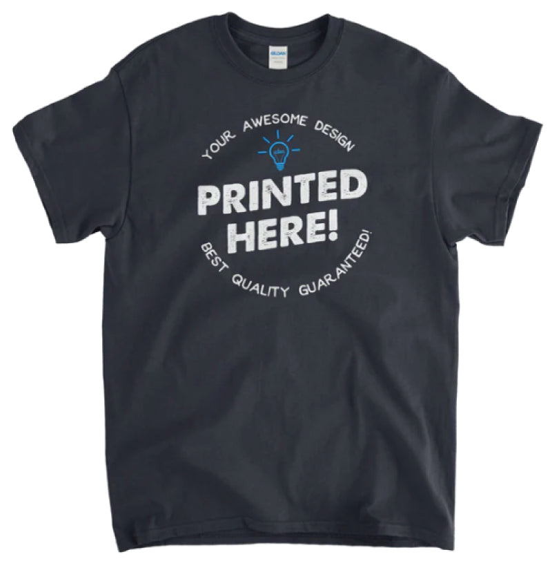 CUSTOM PRINTED T-SHIRTS WITH FULL FRONT LOGO