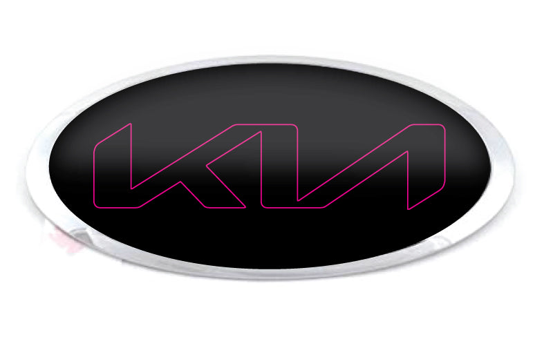 KIA OUTLINE LOGO OVERLAY EMBLEM DECALS BLACK/HOT PINK