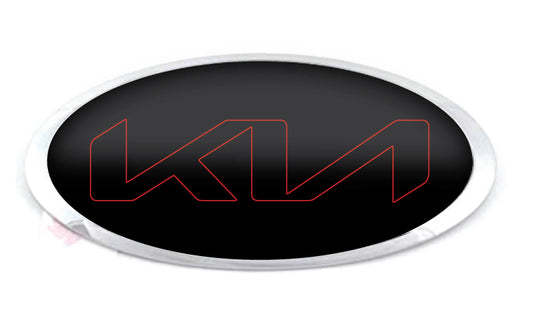 KIA OUTLINE LOGO OVERLAY EMBLEM DECALS BLACK/RED